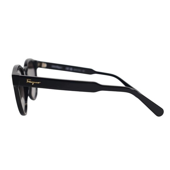 Salvatore Ferragamo Round Sunglasses - Shiny Black - NWT - Picture 3 of 8